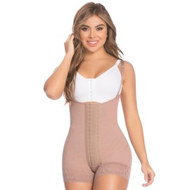 Fajas Dprada 11066 Short Colombian Shapewear Girdle - Post Surgery,Cocoa,2X Plus