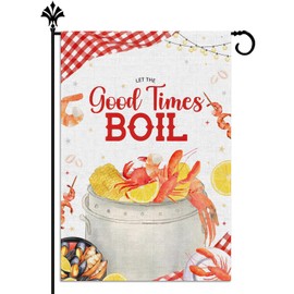 Vohado Crawfish Boil Garden Flag Let The Good Times Boil Themed Birthday Party Decoration Lobster Seafood Double Sized Yard Sign Outdoor Decor