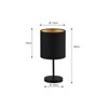Reality Leuchten Jerry R50491080 Table Lamp Metal Black Matt Fabric