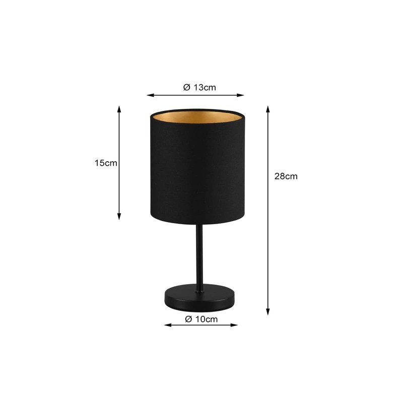 Reality Leuchten Jerry R50491080 Table Lamp Metal Black Matt Fabric