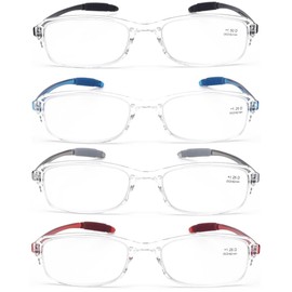 Mcoorn Computer Blue Light Blocking Reading Glasses(Flexible and Lightweight) UV Protection Readers Anti Eyestrain for Women Men (Clear, 2.00)