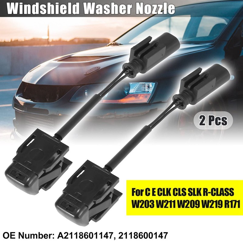Iegefirm 1 Pair of Windscreen Washer Nozzles Jet A2118601147 for