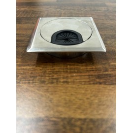 Accessorize it; Brushed Silver Round Metal Desk Grommet with Square Outer Trim, 60 mm / 2.36 inches, 2 Pack