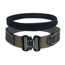 IDOGEAR Tactical Belt 2 Inch Quick Release Rigger Combat Belt with 1.5 Inch Inner Belt Hook and Loop (Large, Ranger Green)