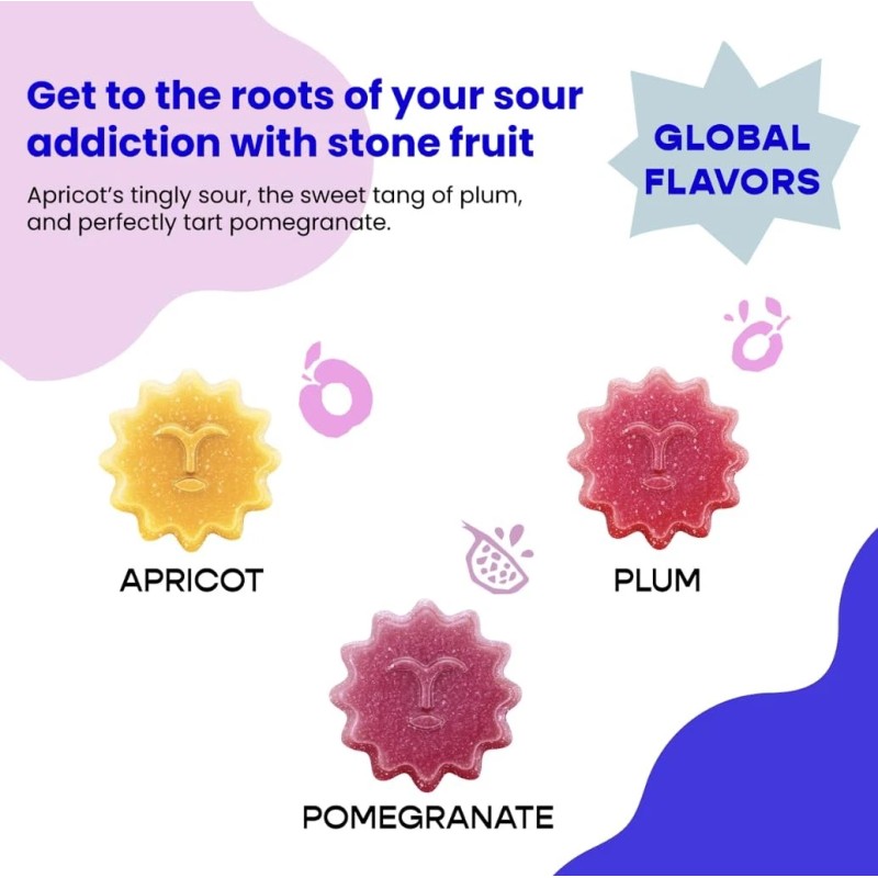Better Sour Candy Gummy Stars Pomegranate Apricot 1.8 oz (Pack