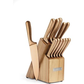 Cambridge Silversmiths Rame Hammered Copper 12-Piece Cutlery Set with Block