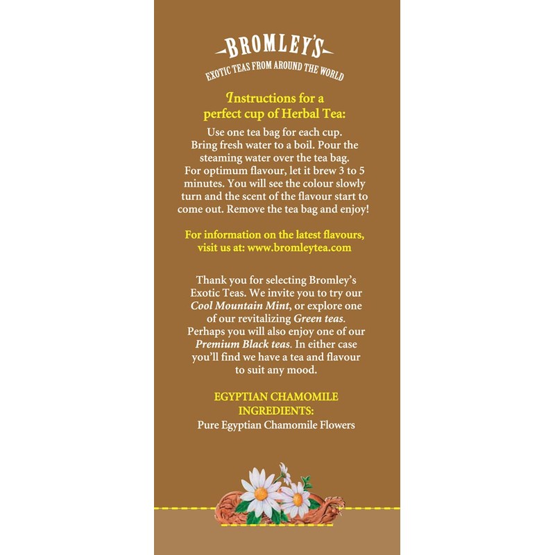 Bromley's Egyptian Chamomile Exotic Tea, 24 Count