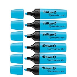 PELIKAN Highlighter 490 Highlighter Pack of 6 1-5 mm Chisel Tip Neon Blue