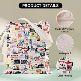 Onperpoe Theatre Drama Tote Bag, Broadway Musical Theatre Gifts, Reusable Large Capacity Grocery Tote Bag Theater Lover Gift Musical Lover Shoulder Bag