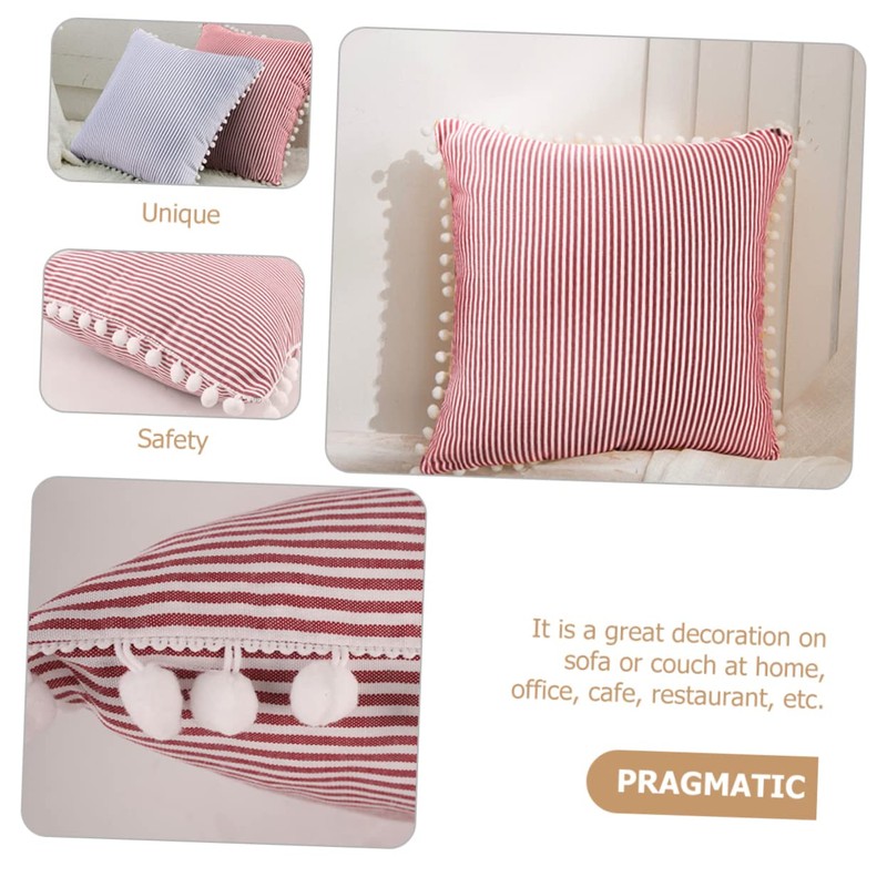 CHILDWEET Soft Stripe Throw Pillow Cover Creative Red Striped Design