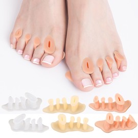 LALASTYLE 3 Pairs Toe Separators Soft Gel Toe Spacers for Overlapping Toes, Bunion Relief & Pedicure - White, Nude & Light Yellow (One Size Fits Most)