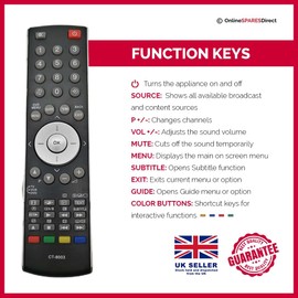 Remote Control For Toshiba TV Models 26WLT66S