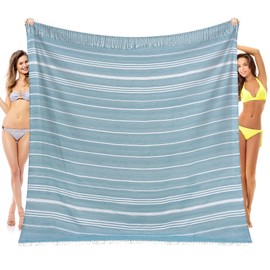 Oversized Giant Turkish Beach Towel Blanket Extra Large XXL Lightweight Cotton Quick Dry Sand Free Boho Throw Pool Cloud Sandrpoof Blankets Women Men Big Jumbo Wide 2 Person Size Green Stripes