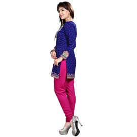 Maple Clothing Túnica india con estampado Kurti para mujer, Azul / Patchwork, 4XL