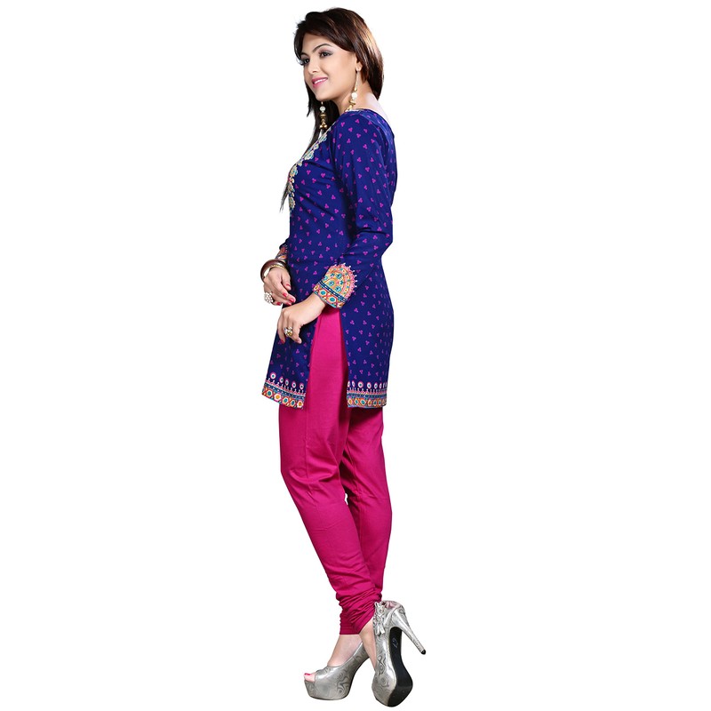 Maple Clothing Túnica india con estampado Kurti para mujer, Azul