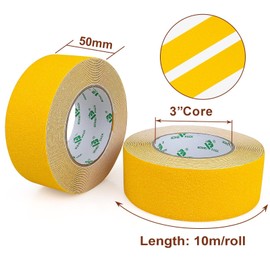 BOMEI PACK Heavy Duty Yellow Anti Slip Tape, Waterproof Non Slip Safety Tape for Stair Steps Outdoor/Indoor, 2Rolls Grip Traction Tape 2 Inch x 33Ft