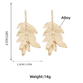 Leaf Cluster Earrings, Gold Leaf Chandelier Dangle Earrings for Women, Bohemian Tree Leaf Earrings, Multi-layer Leaf Statement Earrings Boho Jewelry, Golden Leaf Cluster Drop Earrings for Girls