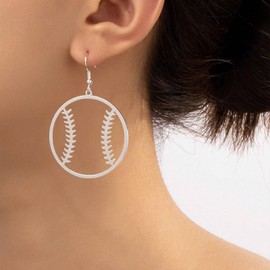 Baseball Earrings for Women Sports Ball Shape Earrings Baseball Drop Dangle Earring Fashion Sports Jewelry Game Day Outfit Accessories Party Favors Gifts (Baseball Silver)