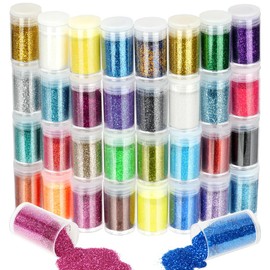 URAQT Cosmetic Makeup Glitter, 32Pcs Holographic Craft Glitter Fine Pearlescent Epoxy Resin Pigment Powder for Face Body Eye Cheek Hair Nail Art Loose DIY Art