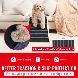 Happybuy Dog Ramp, Folding Pet Ramp for Bed, Adjustable Ramp for Small, Large, Old Dogs & Cats, Wooden Ramp with 39.3" Length, Adjustable from 15" to 22", Suitable for Couch, Sofa, Car