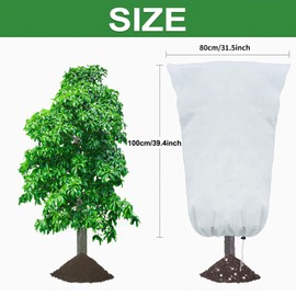 BUKYCAT Pack of 3 Winter Protection for Plants, Winter Protection for Pot Plants with Zip Drawstring, Frost Protection for Plants Made of Non-Woven Fabric, Tear-Resistant, Palm Trees and Balcony