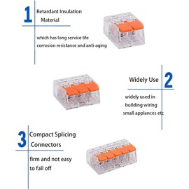 75 Pcs Lever Nut Assortment Splicing Connector Kit, Compact Splicing Connectors, Multi-Function Soft and Hard Wire Universal Electrical Connectors (2 Port 3 Port 5 Port) Blue