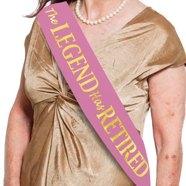 The Legend Has Retired Sash – Pink and Gold Foil