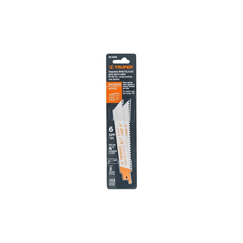 Truper SE-66M, Segueta sierra sable, 6", 6 DPP, recta para