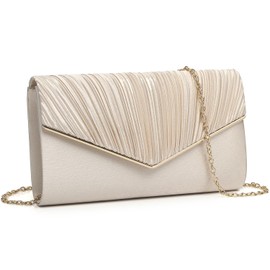 Baisikou Party Bag, Wedding Bag, Large Clutch Bag, Women's Shoulder, Silver, Party Bag, Satin, Reception, Invitations, Formal, Women's, 3-Way Party Bag, Large Clutch Bag, champagne gold