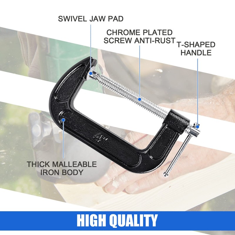 8 Pcs C Clamp 4 Inch Heavy Duty Steel C