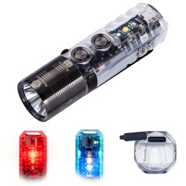 RovyVon A26 EDC Taschenlampe USB C wiederaufladbar, helle LED Taschenlampe 850 mAh Akku Schlüsselanhängerlicht Taschenlamp Batteri für EDC Trage mit Magnetclip (365 nmU/rote/weiße Seitenlichter)