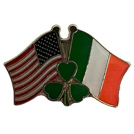 Wholesale Pack of 6 USA Ireland Wavy Flags With Shamrock Motorcycle Hat Cap Lapel Pin