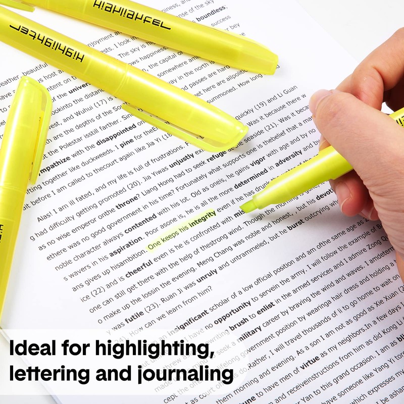 Thenshop 100 Pcs Yellow Highlighters Bulk Pocket Style Gel No