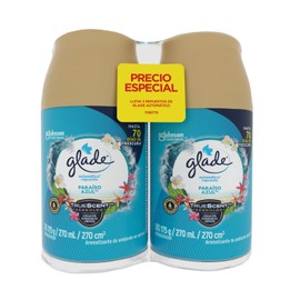 Glade Aromatizante para Hogar Automático, 2 Repuestos de 270 ml Paraíso Azul