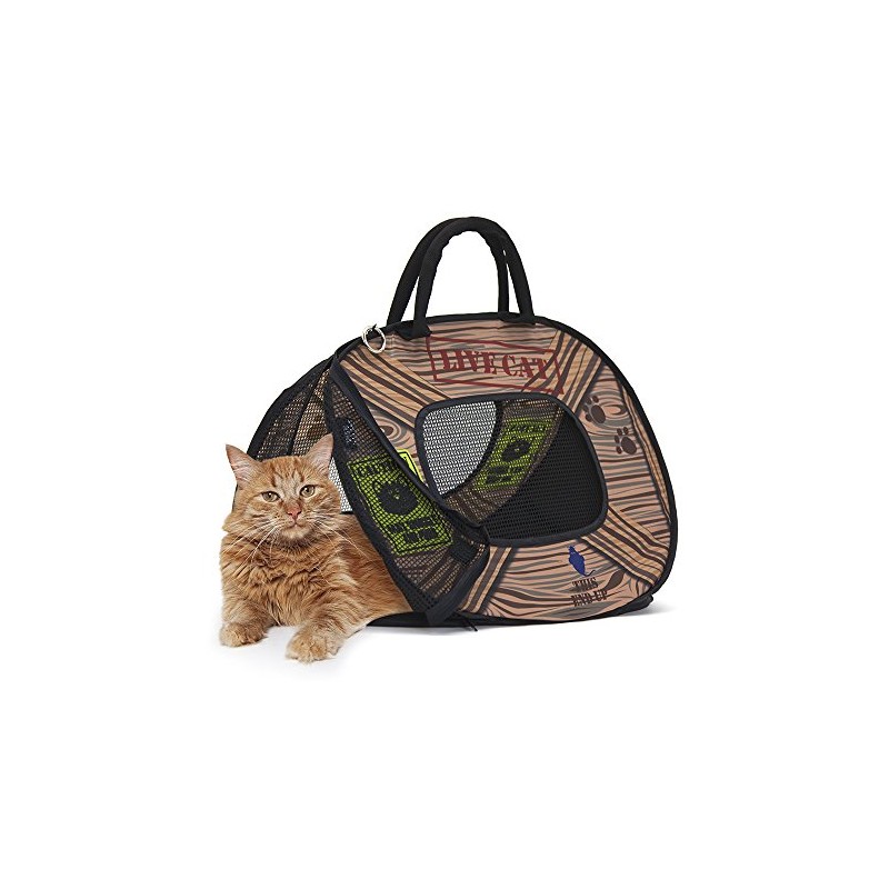 SportPet Designs Cat Carrier With Zipper Lock- Foldable Travel Cat