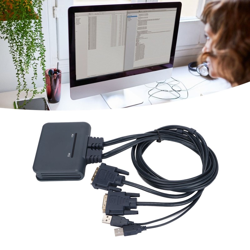 USB KVM Switch 2 Ports Wired HD Multimedia Interface KVM