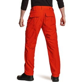 CQR Men's Tactical Pants, Water Resistant Ripstop Cargo Pants, Lightweight EDC Work Hiking Pants, Outdoor Apparel, Ripstop Mag Pocket Rescue Orange, 38W x 32L