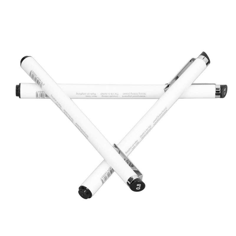 10Pcs Fineliner Pens Black Ink Durable Waterproof Fadeless High Smoothness