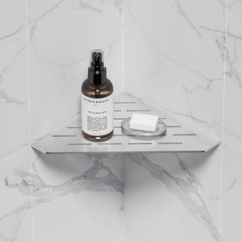 Neohomee 10 in Brushed Corner Shelf, Floating Corner Shelves for Tile Wall, Recessed Tile Shower Shelf, 304 Stainless Steel Wall Storage Shelves for Bathroom,No Drilling (Brushed, 1Pack)