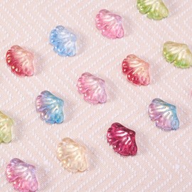 LiQunSweet 100 Pcs Transparent Glass Crystal Charms Pendants Mixed Style Ginkgo Leaf for Jewelry Making DIY Crafts Accessories - 15x20mm