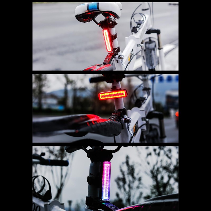 Bicycle Tail Light, Red + Colorful (Rainbow Color), Skateboard Light,
