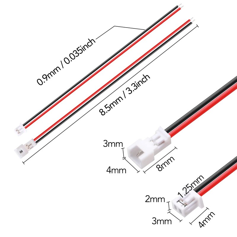 LYJEE 2 Pin Connector, 30 Pairs Mini Wire Connectors, 1.25
