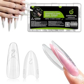 CHERIMOYA Moldes Sándwich Para Uñas Polygel-300 Piezas 15 Tamaños de Moldes | 150 Top Forms + 150 Base Forms Sistema de Doble Molde para Mayor Control y Acabado Profesional – Flexibles y Reutilizables