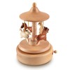 BLIENKREBY Wooden Carousel Music Box with Rotating Train, Windup, Mechanism,