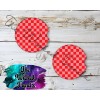 Unbranded Red Retro Checkered Patterned Print Car Coasters Set Of