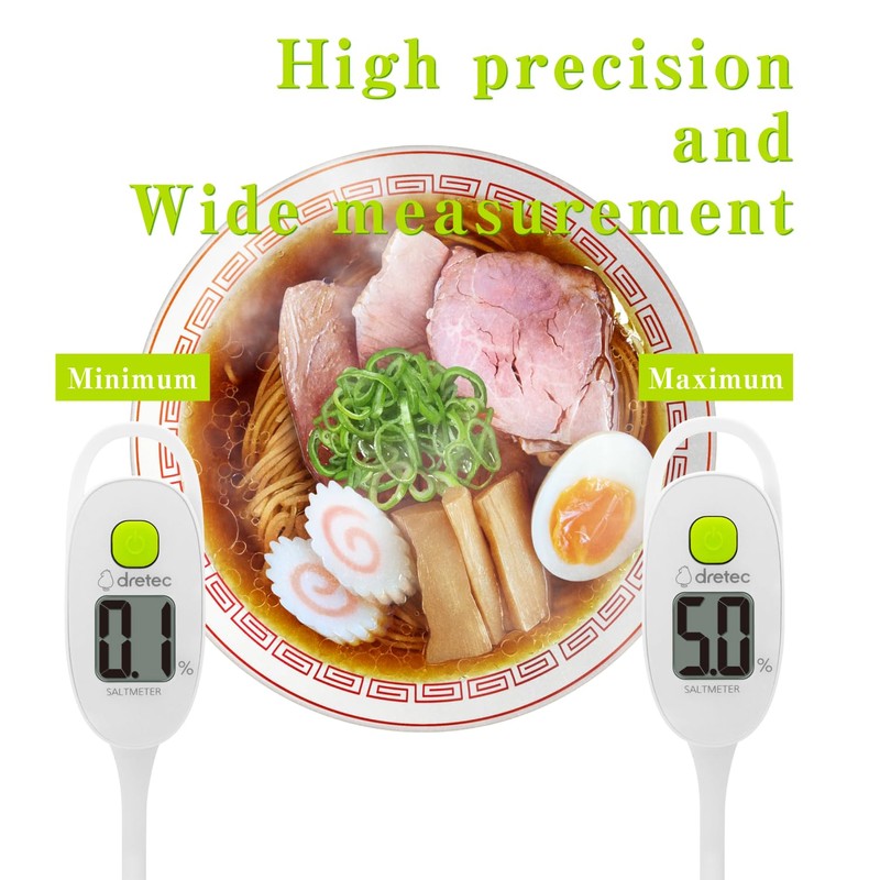 dretec Salt Concentration Meter, Waterproof (IPX7), Completely Washable, Measures 0.1%