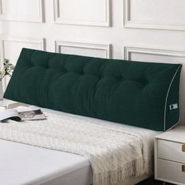 Sasttie Headboard Pillow King, Wedge Pillow Headboard for Sitting Up in Bed, Back-Rest Support Triangular Cushion for Reading - Features Removable Washable Cover, Green