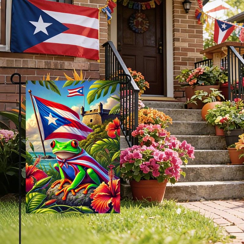 IVN Puerto Rico Coqui Frog Garden Flag 12x18 Inch Double