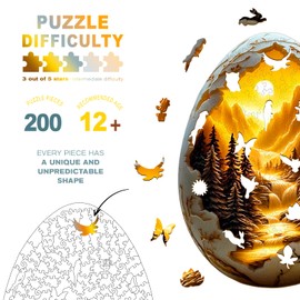 Wooden Puzzles for Adults - 3D Vision Effects Eggshell World Wooden Jigsaw Puzzle - Unique Animal Shaped Wood Dog Puzzles Adult - Creative Birthday Gift Family Game (200pcs)