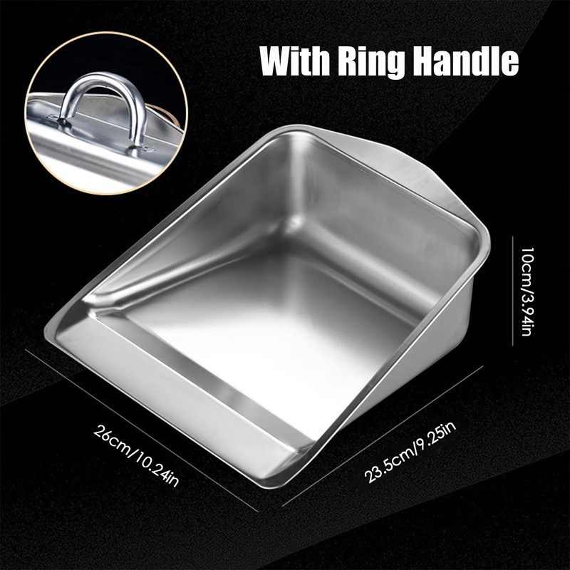 Small Metal Dust Pan,Stainless Steel Outdoor Dust Pan - Portable